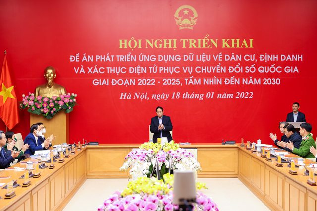 Thủ tướng Chính phủ Phạm Minh Chính, Chủ tịch Ủy ban Quốc gia về chuyển đổi số chủ trì Hội nghị. Ảnh: VGP/Nhật Bắc du-lieu-so-1-16424925891791621961682